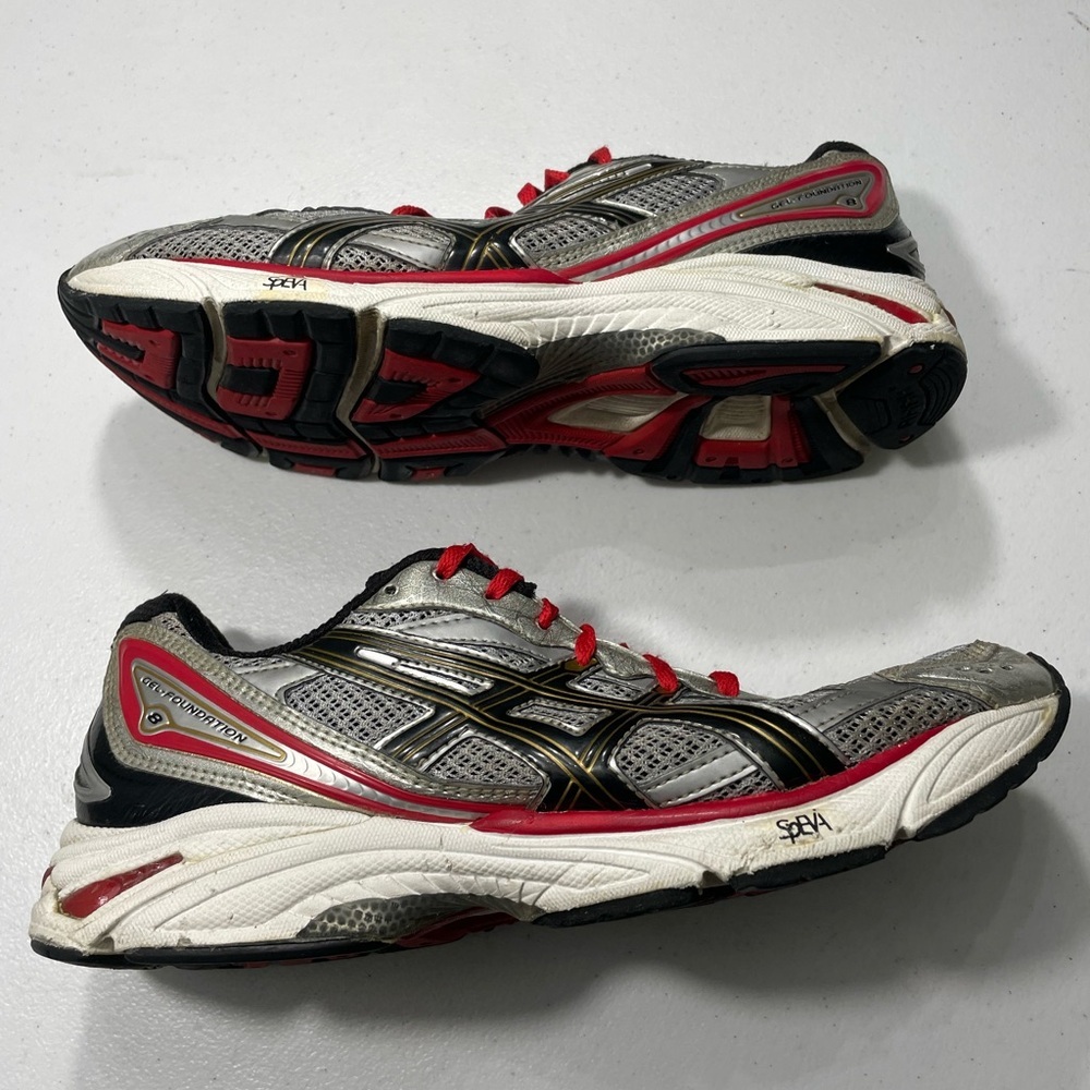 ASICS Men's Silver Athletic Shoes with Red Laces Size 10 SB-45 - Picture 9 of 9